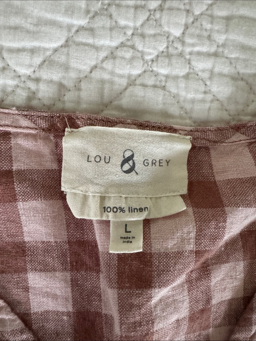 Lou & Grey Dusty Pink Gingham Linen Shirt